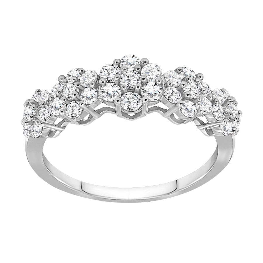 LADIES RING 0.85CT ROUND DIAMOND 10K WHITE GOLD