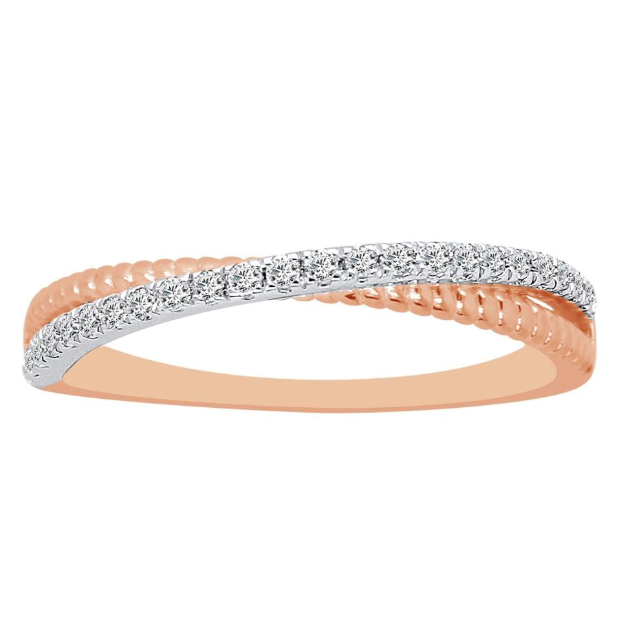 LADIES BAND 0.15CT ROUND DIAMOND 10K ROSE GOLD