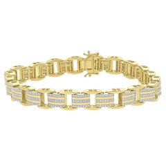 MEN'S BRACELET 2.00CT ROUND DIAMOND 10K YELLOW GOLD