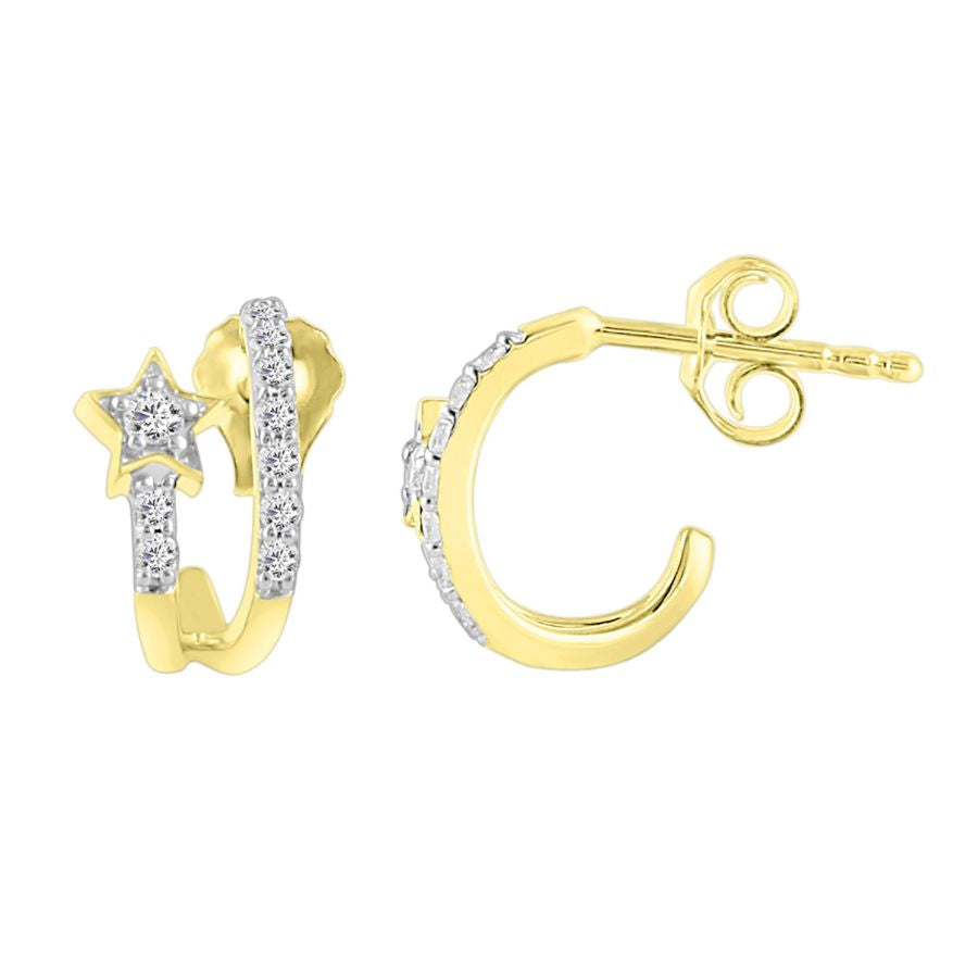 LADIES EARRINGS 0.25CT ROUND DIAMOND 10K YELLOW GOLD