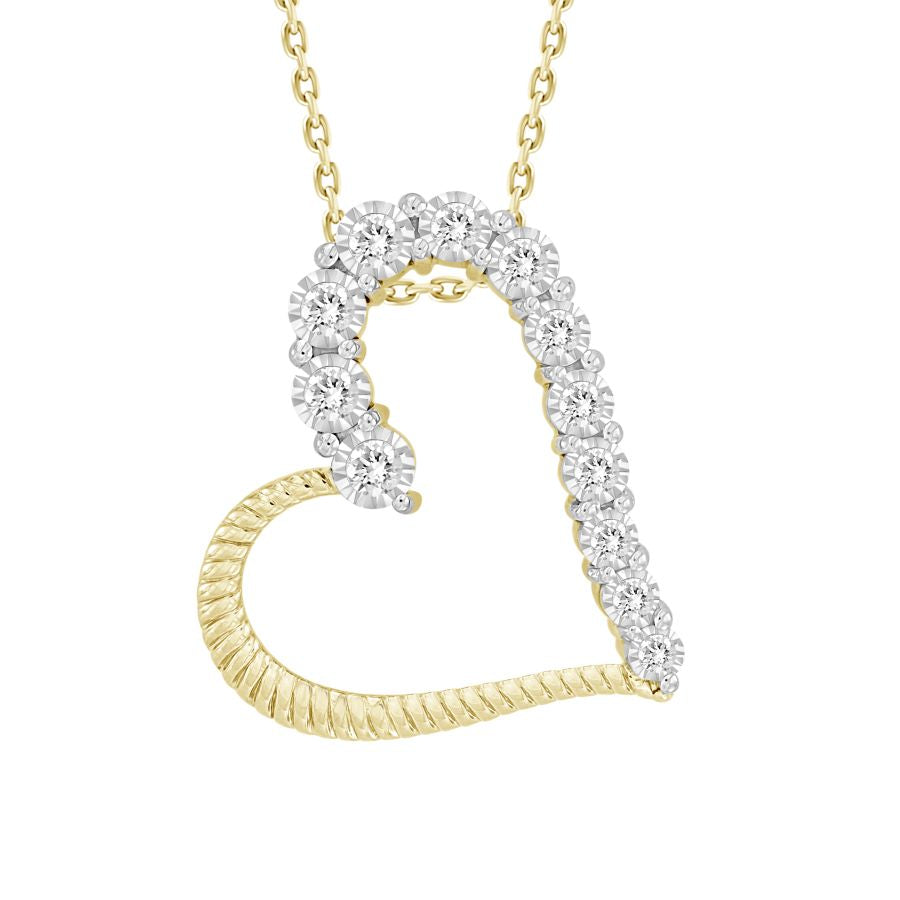 LADIES PENDANT 0.25CT ROUND DIAMOND 10K YELLOW GOLD