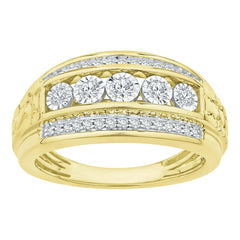 MEN'S BAND 0.50CT ROUND DIAMOND 10K YELLOW GOLD