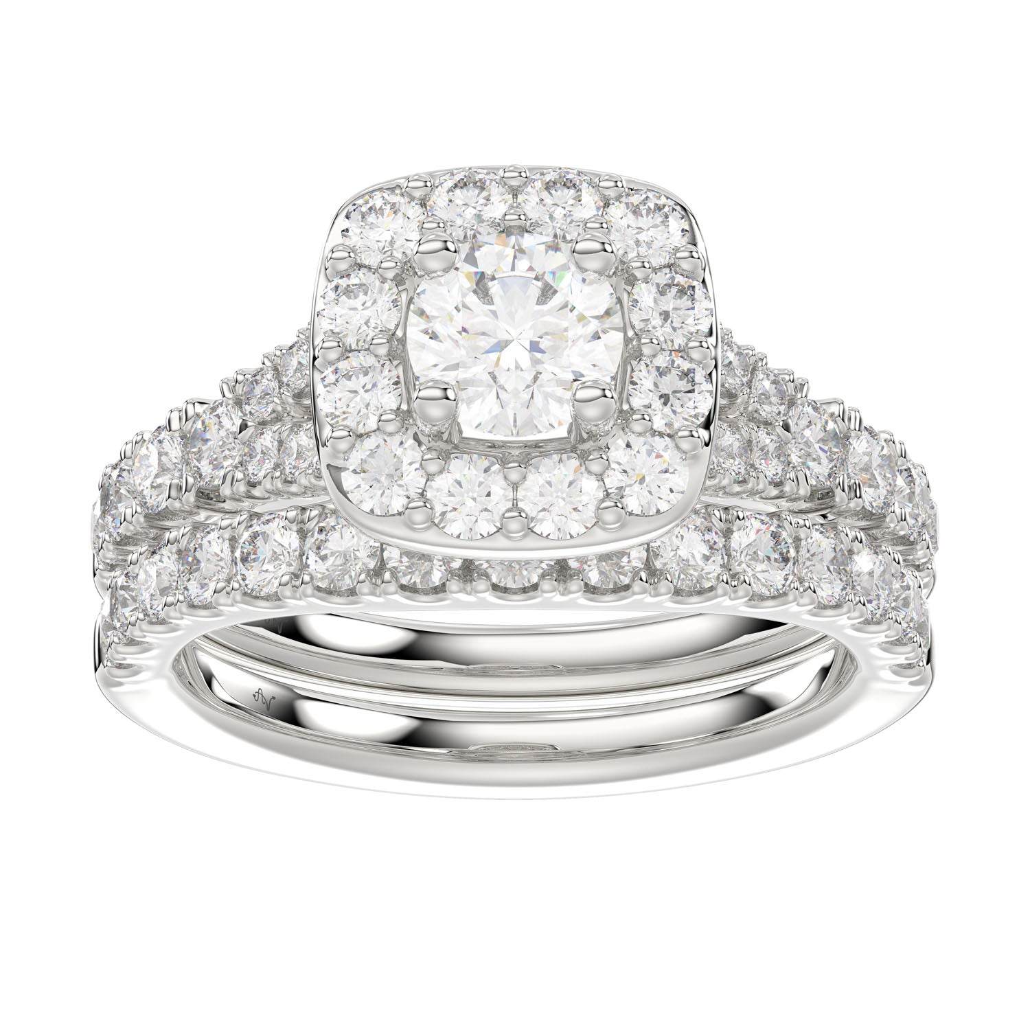 LADIES BRIDAL SET 1.90CT ROUND DIAMOND 14K WHITE GOLD (SI QUALITY)