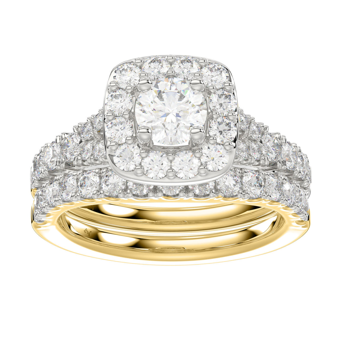 LADIES BRIDAL SET 1.90CT ROUND DIAMOND 14K YELLOW GOLD (SI QUALITY)