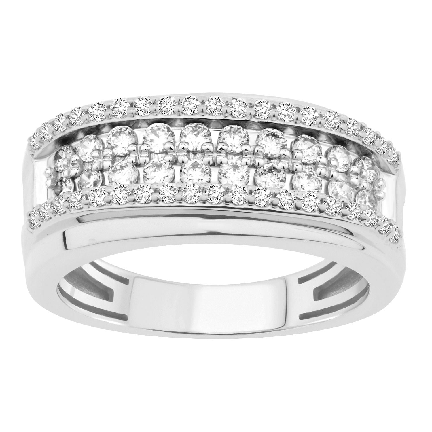 MEN'S BAND 1.00CT ROUND DIAMOND 10K WHITE GOLD