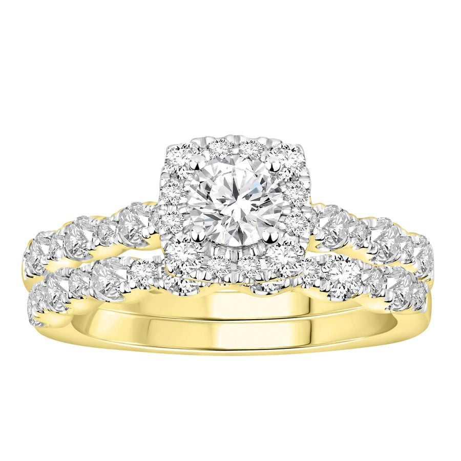 BRIDAL SET 1.50CT ROUND DIAMOND 14K YELLOW GOLD