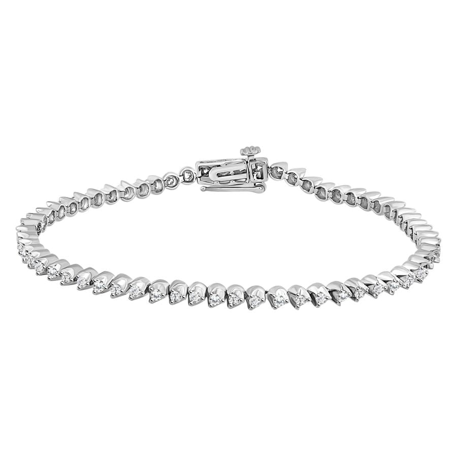 LADIES BRACELET 1.00CT ROUND DIAMOND 18K WHITE GOLD