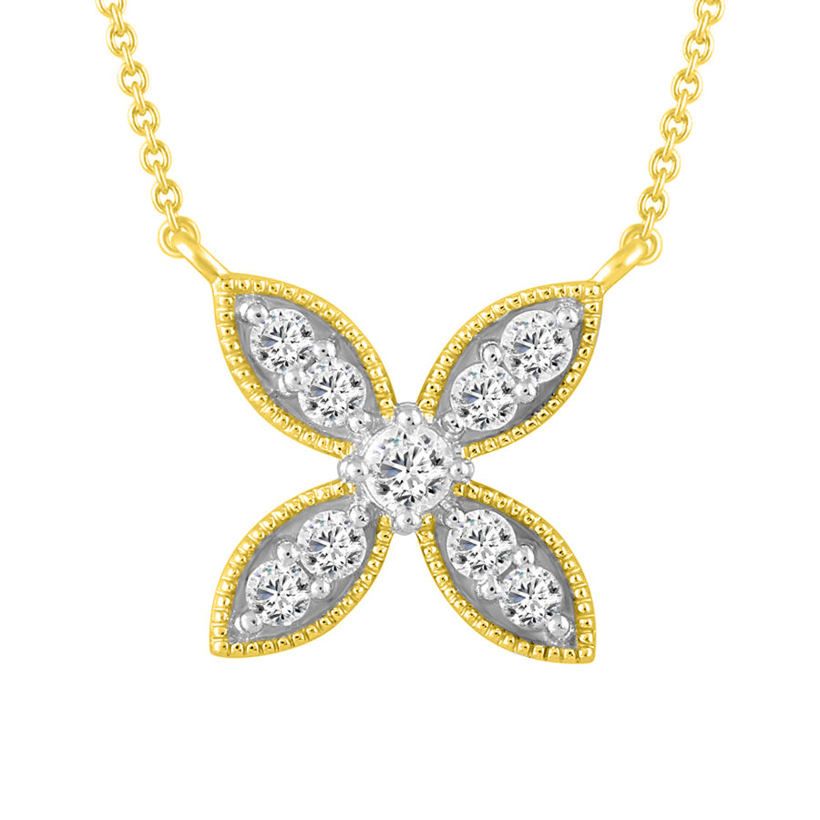 LADIES NECKLACE 0.25CT ROUND DIAMOND 18K YELLOW GOLD