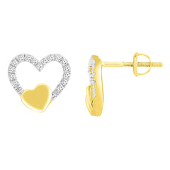 LADIES EARRINGS 0.10CT ROUND DIAMOND 10K YELLOW GOLD