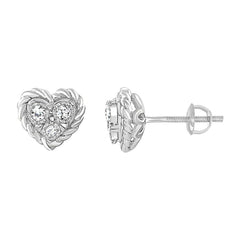 LADIES EARRINGS 0.10CT ROUND DIAMOND 10K WHITE GOLD