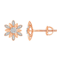 LADIES EARRINGS 0.10CT ROUND DIAMOND 10K ROSE GOLD