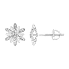 LADIES EARRINGS 0.10CT ROUND DIAMOND 10K WHITE GOLD