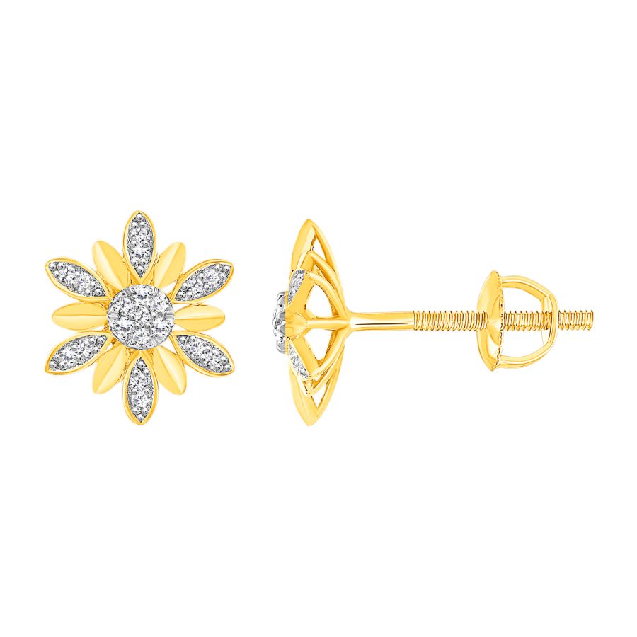 LADIES EARRINGS 0.10CT ROUND DIAMOND 10K YELLOW GOLD