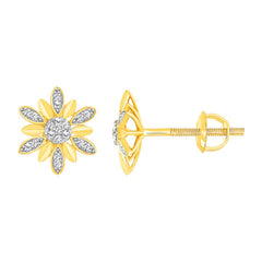 LADIES EARRINGS 0.10CT ROUND DIAMOND 10K YELLOW GOLD