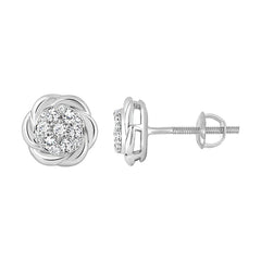 LADIES EARRINGS 0.20CT ROUND DIAMOND 10K WHITE GOLD