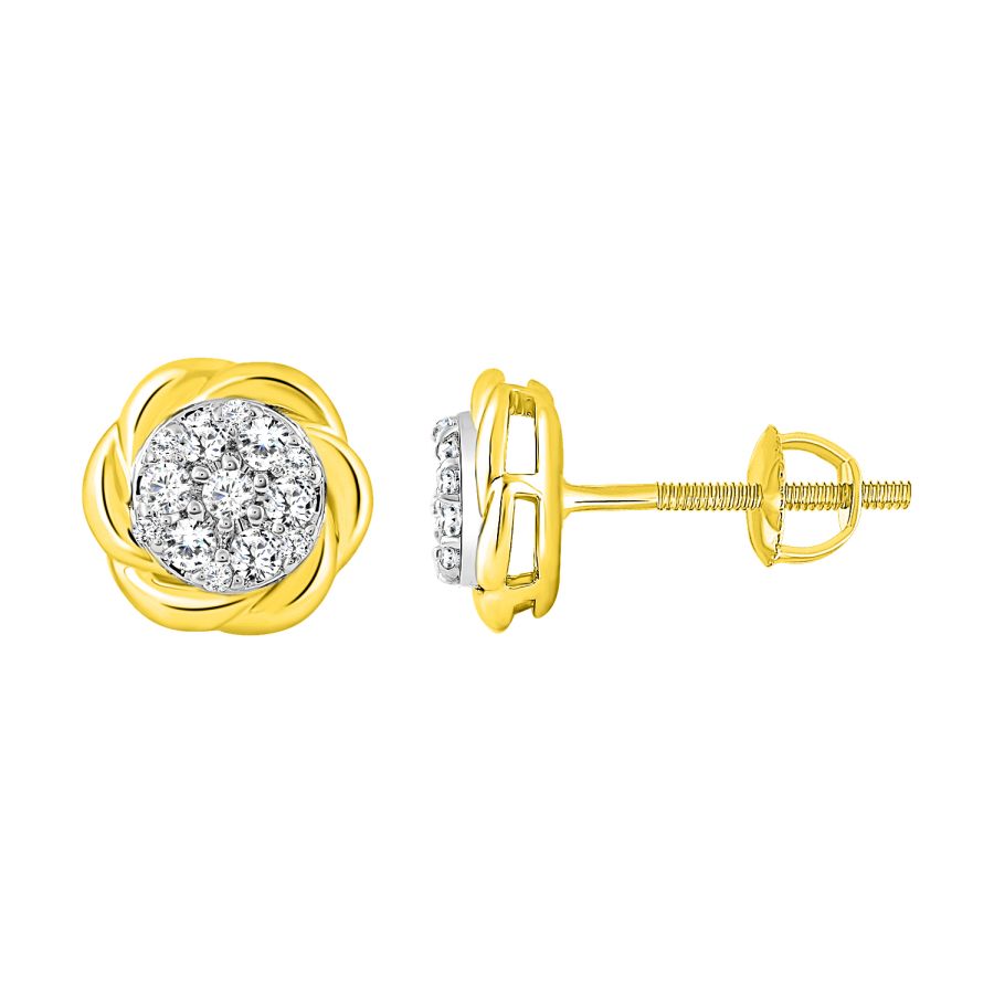 LADIES EARRINGS 0.20CT ROUND DIAMOND 10K YELLOW GOLD