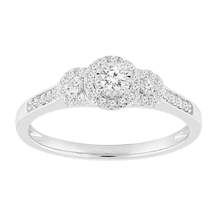 LADIES RING 0.25CT ROUND DIAMOND 10K WHITE GOLD