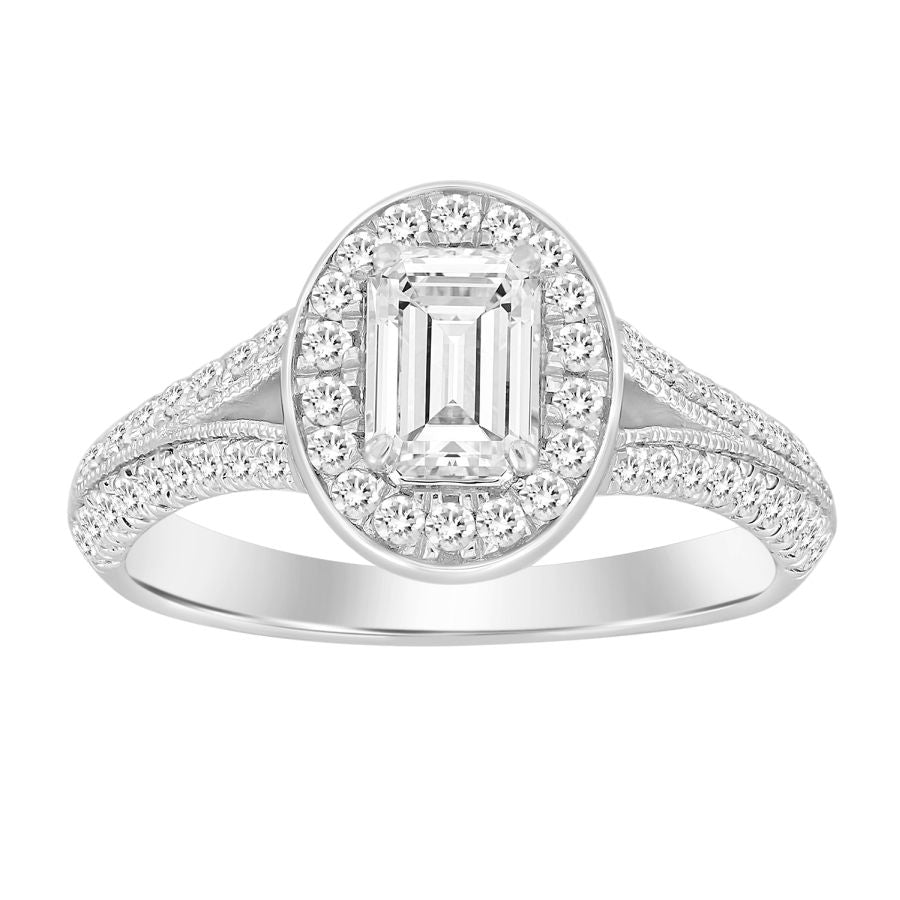 LADIES RING 1.00CT ROUND DIAMOND 14K WHITE GOLD (SI QUALITY)