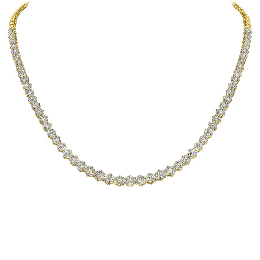 LADIES NECKLACE 5.00CT ROUND DIAMOND 14K YELLOW GOLD