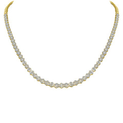 LADIES NECKLACE 5.00CT ROUND DIAMOND 14K YELLOW GOLD