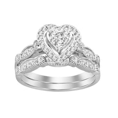 LADIES BRIDAL SET 0.40CT ROUND DIAMOND 10K WHITE GOLD