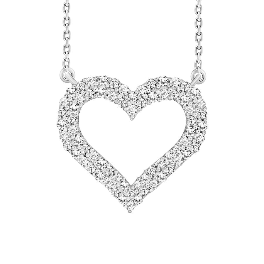 LADIES NECKLACE 0.50CT ROUND DIAMOND 10K WHITE GOLD