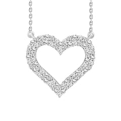 LADIES NECKLACE 0.50CT ROUND DIAMOND 10K WHITE GOLD