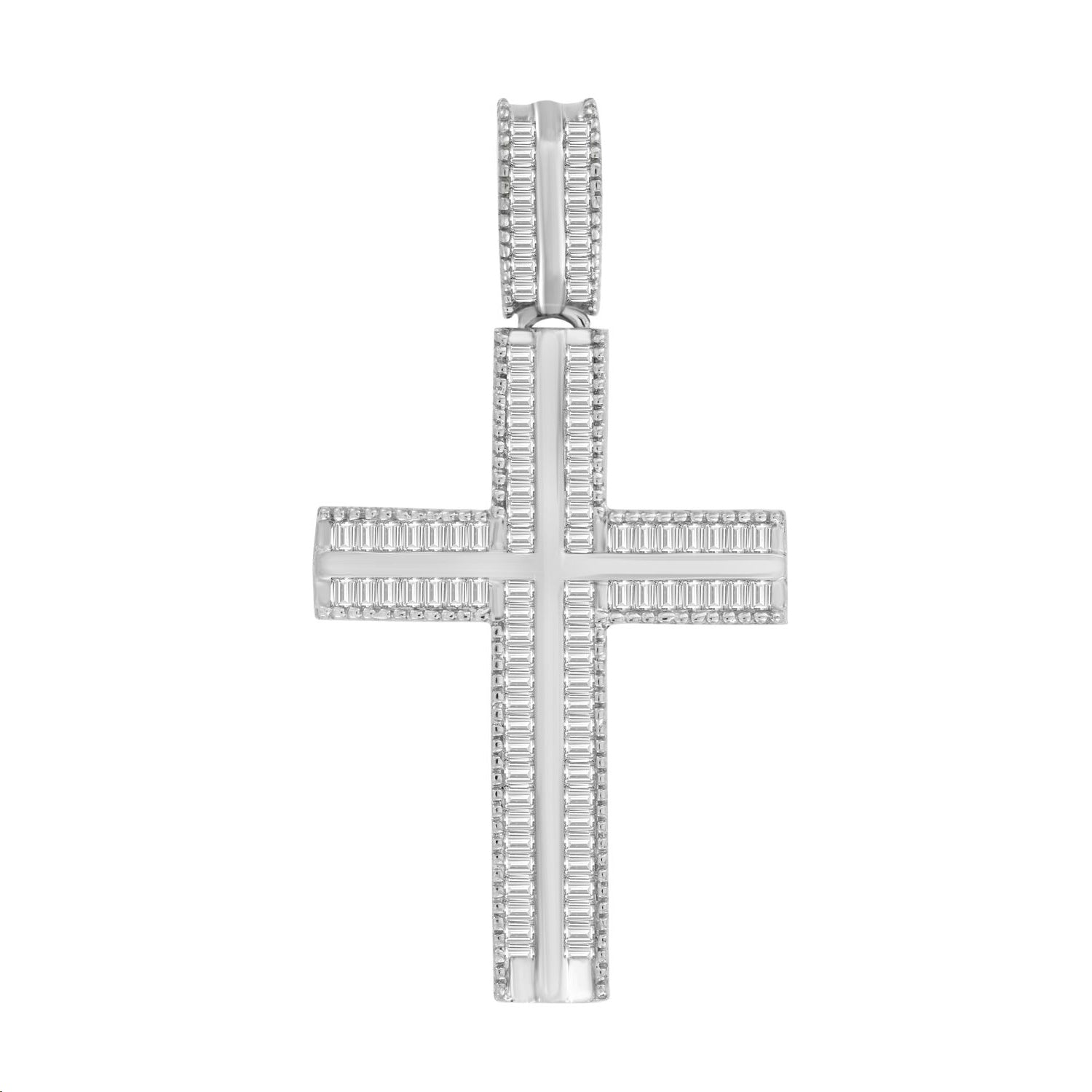 MEN'S CHARM PENDANT 0.50CT BAGUETTE DIAMOND 10K WHITE GOLD