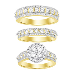 UNISEX TRIOS SET 2.00CT ROUND DIAMOND 10K YELLOW GOLD