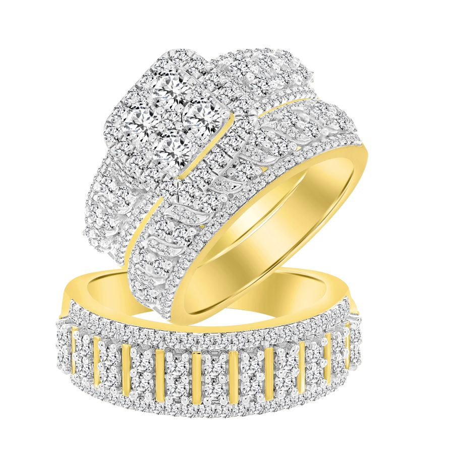 LADIES TRIOS SET 2.00CT ROUND DIAMOND 10K YELLOW GOLD