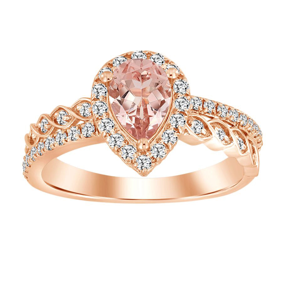 LADIES RING 1.10CT ROUND DIAMOND 14K ROSE GOLD