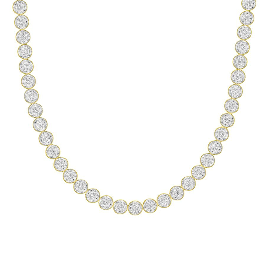 MEN'S NECKLACE 6.00CT ROUND DIAMOND 10K YELLOW GOLD