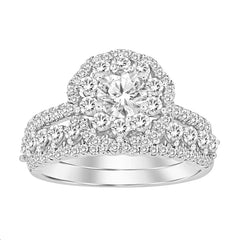 LADIES BRIDAL SET 1.25CT ROUND DIAMOND 14K WHITE GOLD (SI QUALITY) (CENTER STONE 0.50CT ROUND DIAMOND)