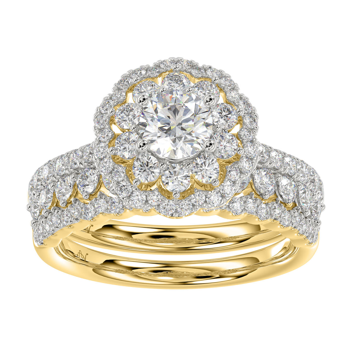 LADIES BRIDAL SET 1.75CT ROUND DIAMOND 14K YELLOW GOLD (SI QUALITY)