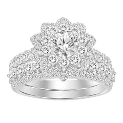 BRIDAL SET 2.00CT ROUND DIAMOND 14K WHITE GOLD