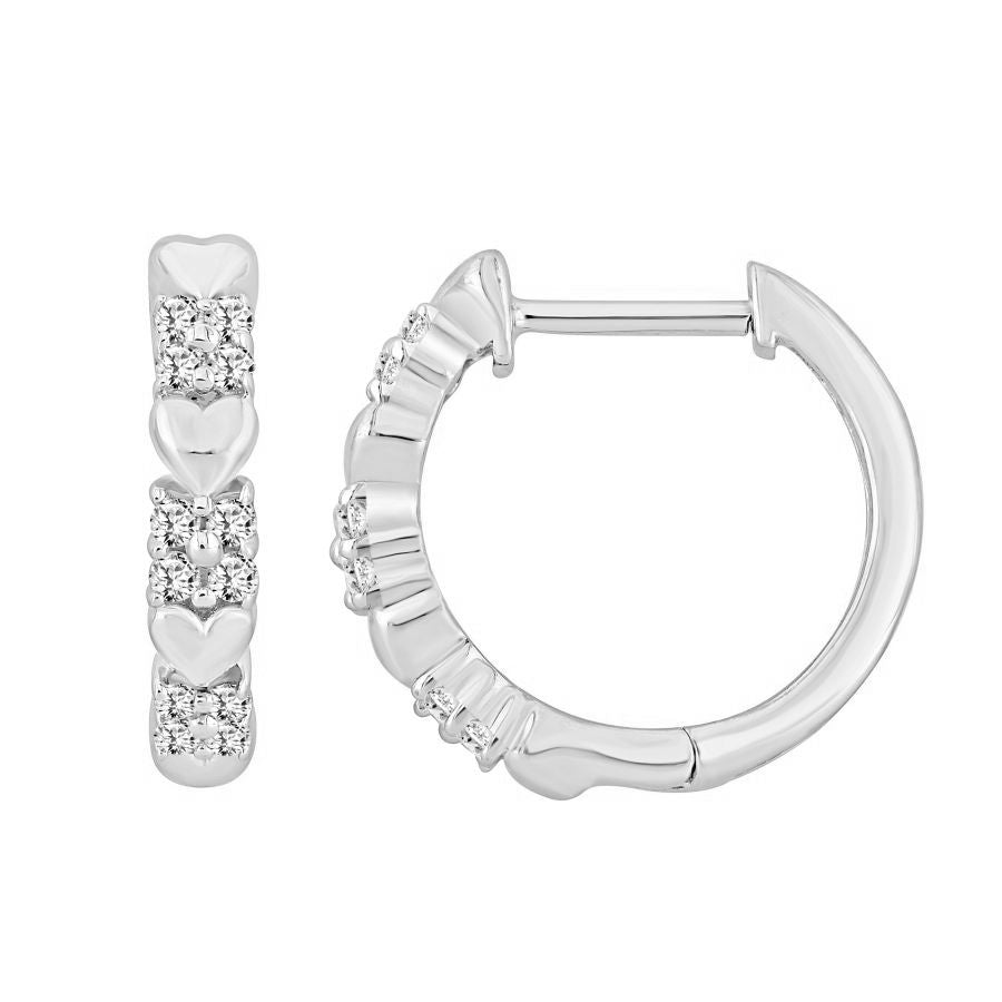 HOOPS EARRINGS 0.20CT ROUND DIAMOND 10K WHITE GOLD