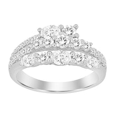 LADIES RING 1.25CT OVAL/ROUND DIAMOND 14K WHITE GOLD