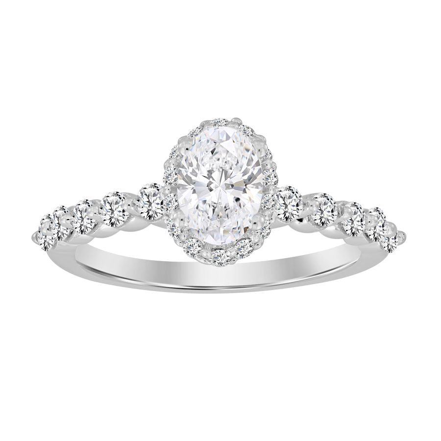 BRIDAL SET 1.73CT ROUND/OVAL DIAMOND 14K WHITE GOLD