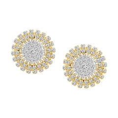 LADIES EARRINGS 0.75CT ROUND DIAMOND 10K YELLOW GOLD