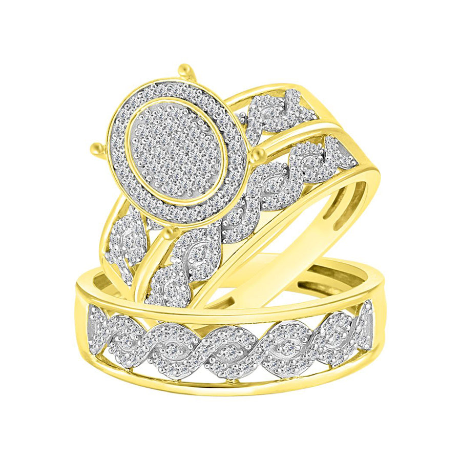 LADIES TRIO SET 0.75CT ROUND DIAMOND 10K YELLOW GOLD