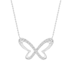 LADIES NECKLACE 0.13CT ROUND DIAMOND 14K WHITE GOLD