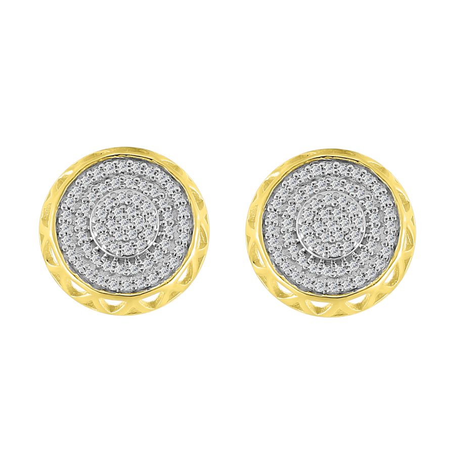 LADIES STUD EARRINGS 0.25CT ROUND DIAMOND 10K YELLOW GOLD