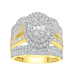 LADIES BRIDAL SET 2.00CT ROUND/BAGUETTE DIAMOND 14K YELLOW GOLD