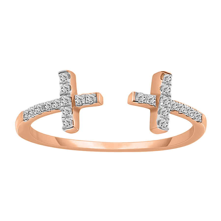 LADIES BAND 0.15CT ROUND DIAMOND 10K ROSE GOLD