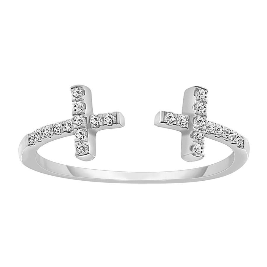 LADIES BAND 0.15CT ROUND DIAMOND 10K WHITE GOLD