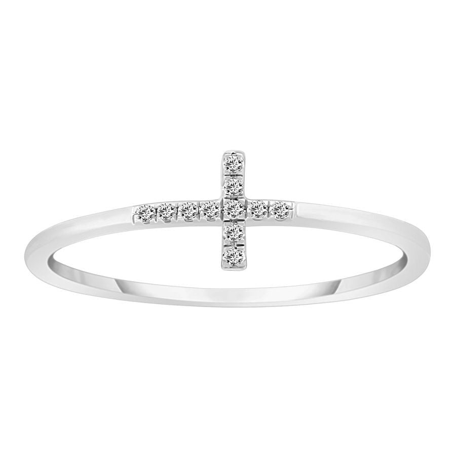 LADIES BAND 0.05CT ROUND DIAMOND 10K WHITE GOLD