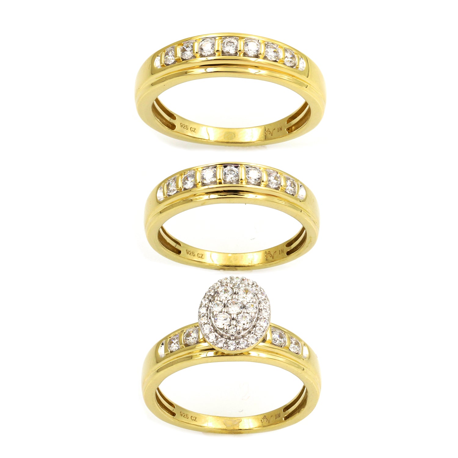 LADIES TRIOS SET 1.00CT ROUND DIAMOND 10K YELLOW GOLD