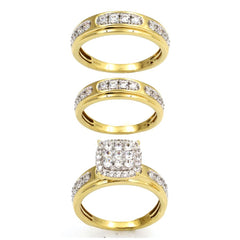 TRIOS SET 1.50CT ROUND DIAMOND 10K YELLOW GOLD