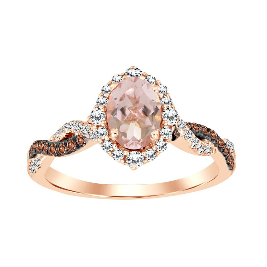 LADIES RING 1.15CT ROUND/OVAL DIAMOND 10K ROSE GOLD