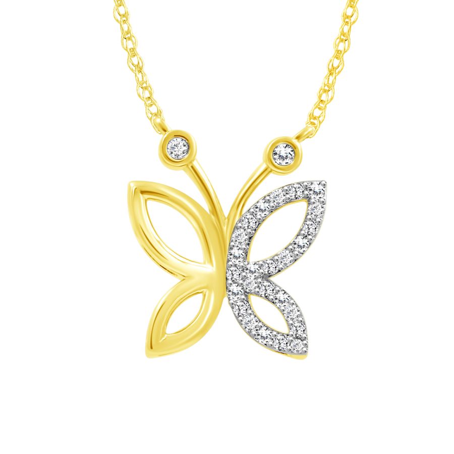 LADIES NECKLACE 0.15CT ROUND DIAMOND 10K YELLOW GOLD